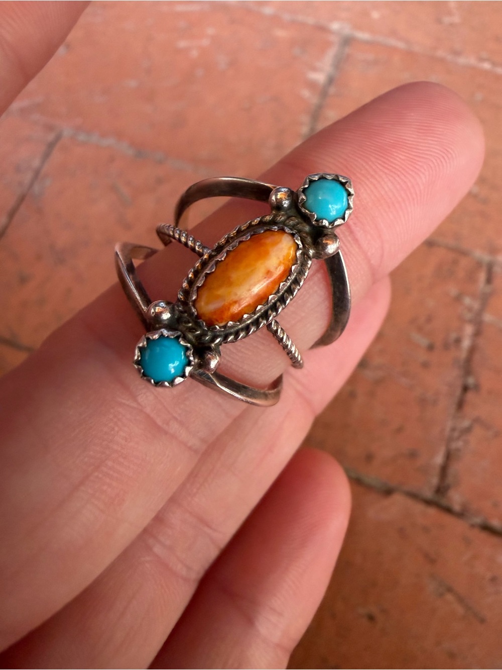 Sterling Silver Boho Turquoise Ring size 9.5